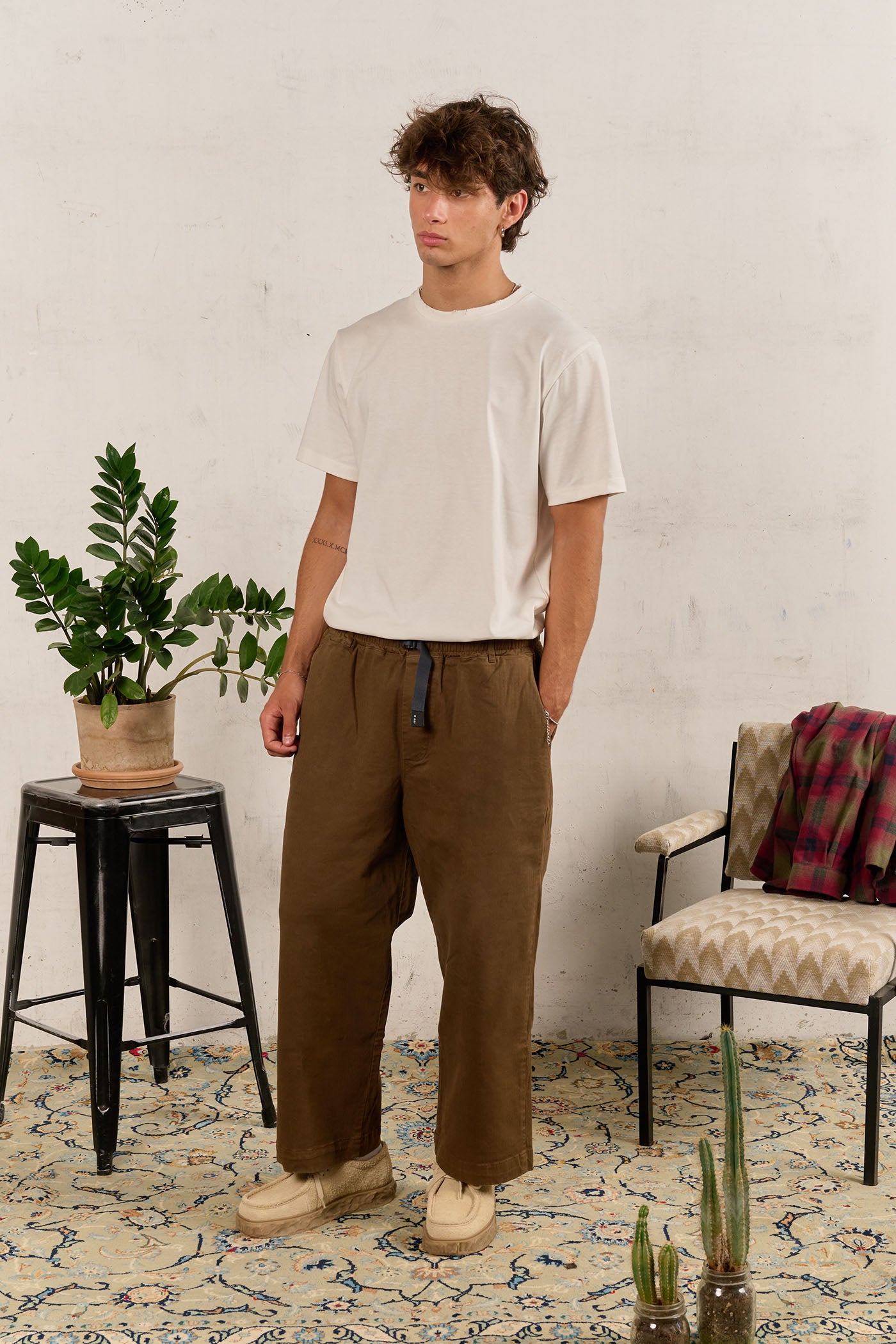 PERSEO Belted Herringbone Trousers