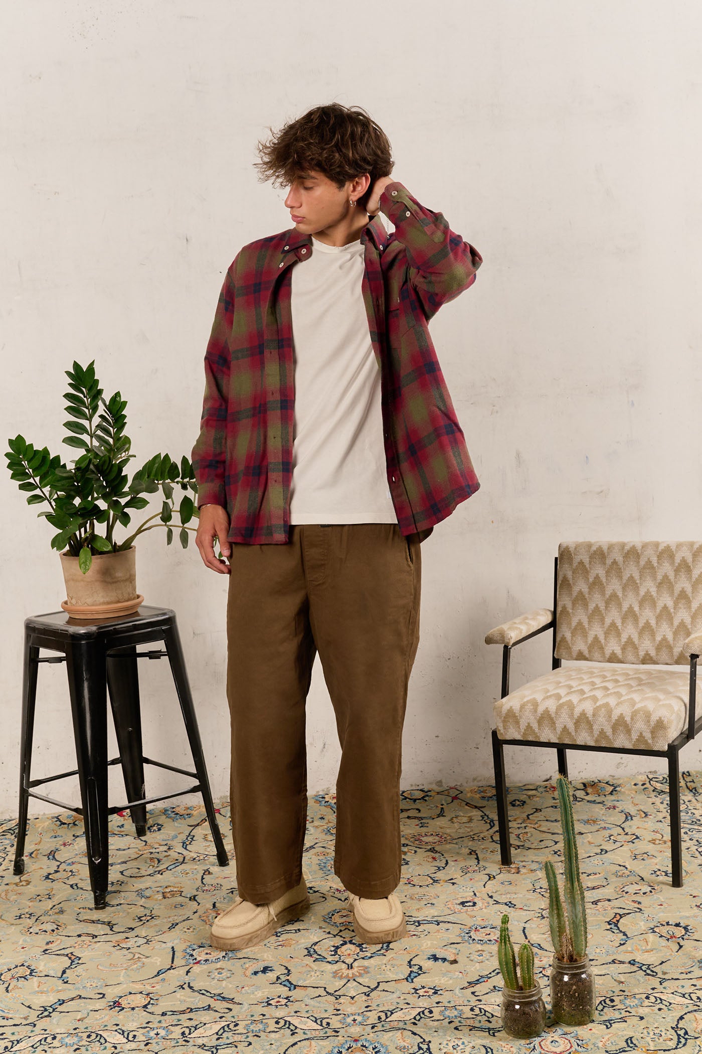 PERSEO Belted Herringbone Trousers